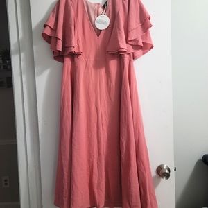 Boohoo rose pink midi dress